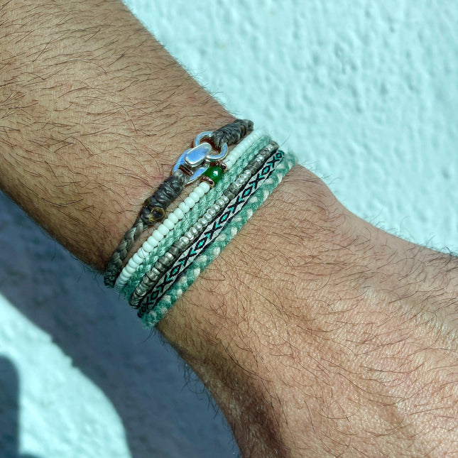 Braided "Antibes" Bracelets With Silver Clasp (Black)-Kompsós