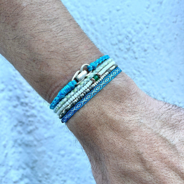 Braided "Antibes" Bracelets With Silver Clasp (Black)-Kompsós