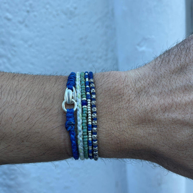 Braided "Antibes" Bracelets With Silver Clasp (Black)-Kompsós