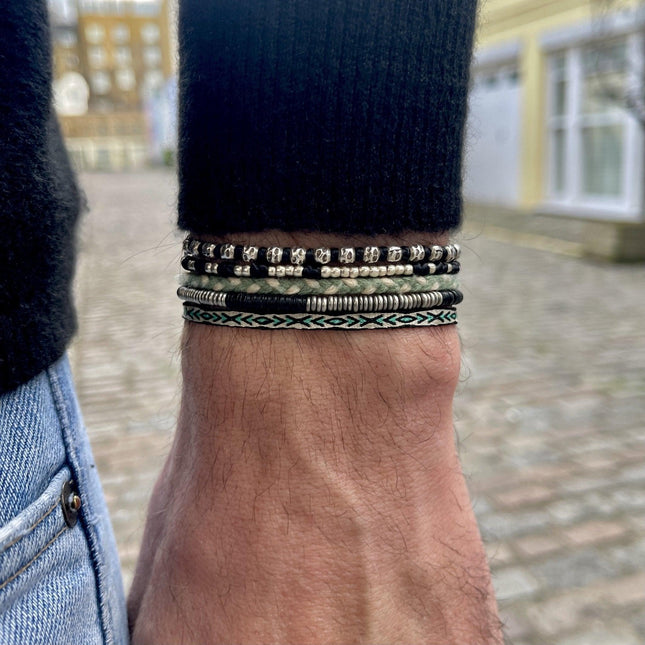 Braided "Kamasan" Silver Bracelet (Black)-Kompsós