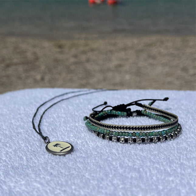 Braided "Kamasan" Silver Bracelet (Black)-Kompsós