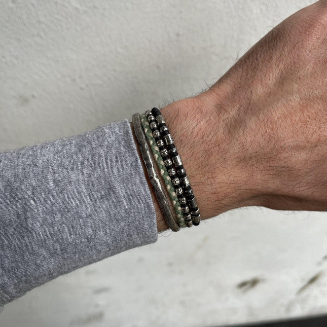 Braided "Kamasan" Silver Bracelet (Blue)-Kompsós