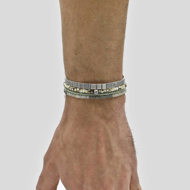 Glass Beads " Milos" Bracelet (Dalmatian)-Jewelry-Kompsós