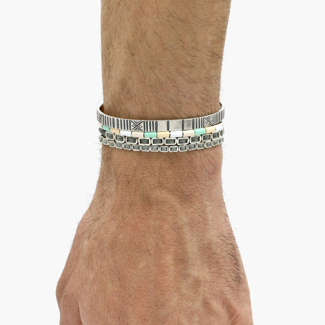 Maxi Braided "Matubo" Silver Bracelet (Grey)-Jewelry-Kompsós