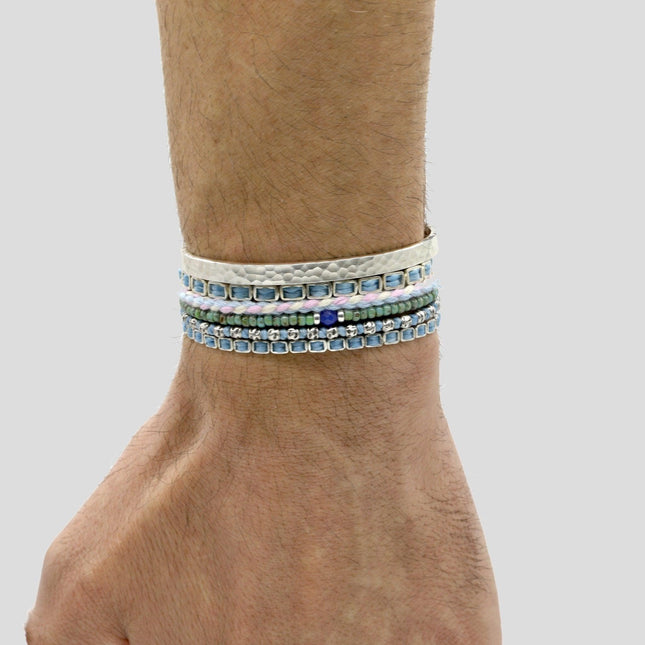 Maxi Braided "Matubo" Silver Bracelet (Light Blue)-Jewelry-Kompsós