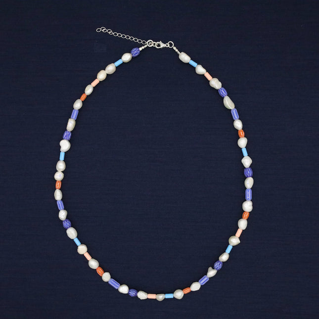 Mini Necklace With Freshwater Pearls And Glass Beads-Necklace-Kompsós