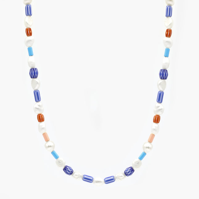 Mini Necklace With Freshwater Pearls And Glass Beads-Necklace-Kompsós