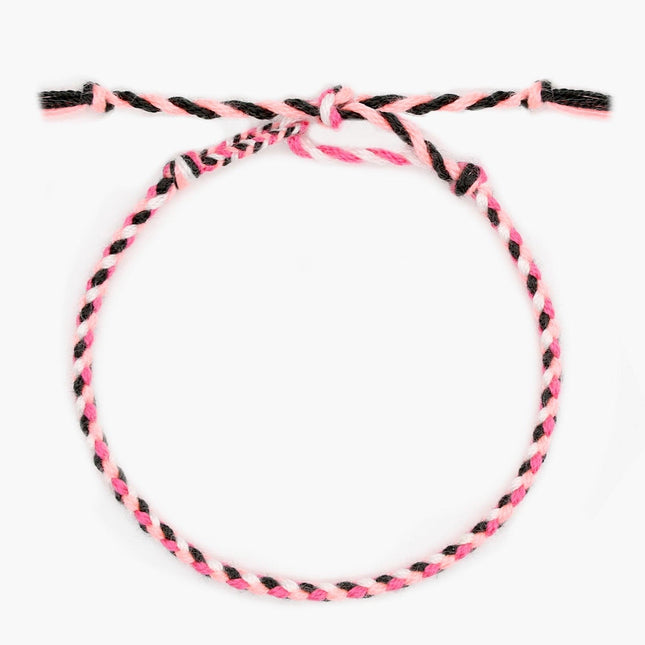 Pranayama Cotton Bracelet (Pink/Black)-Kompsós