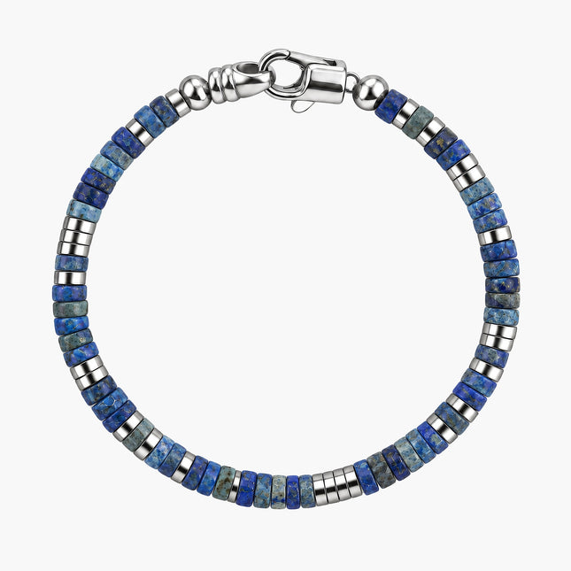 4mm Natural Heishi & Silver-Tone Bead Bracelet