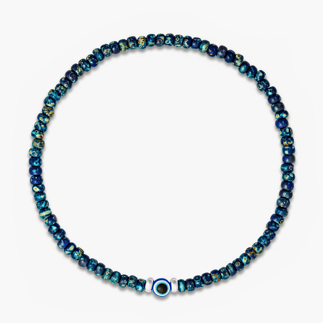 2mm Beads Dandy Bracelet (Dyed Blue/Evil Eye)-Bracelet-Kompsós