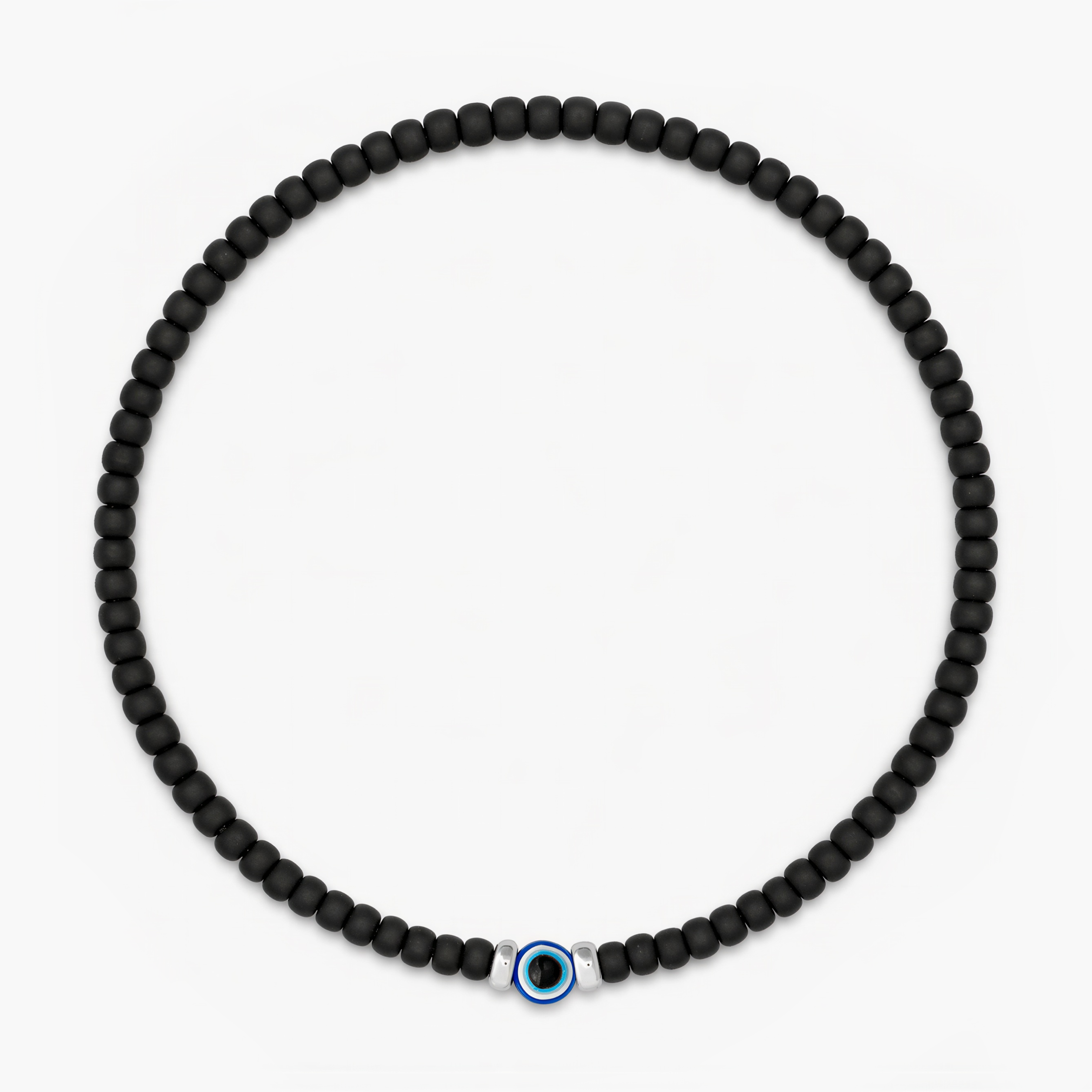 2mm Beads Dandy Bracelet (Matte Black/Evil Eye)-Bracelet-Kompsós