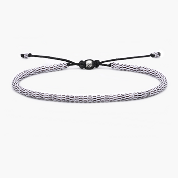 2mm Glass Beads Adjustable Bracelet (Black/White)-Bracelet-Kompsós