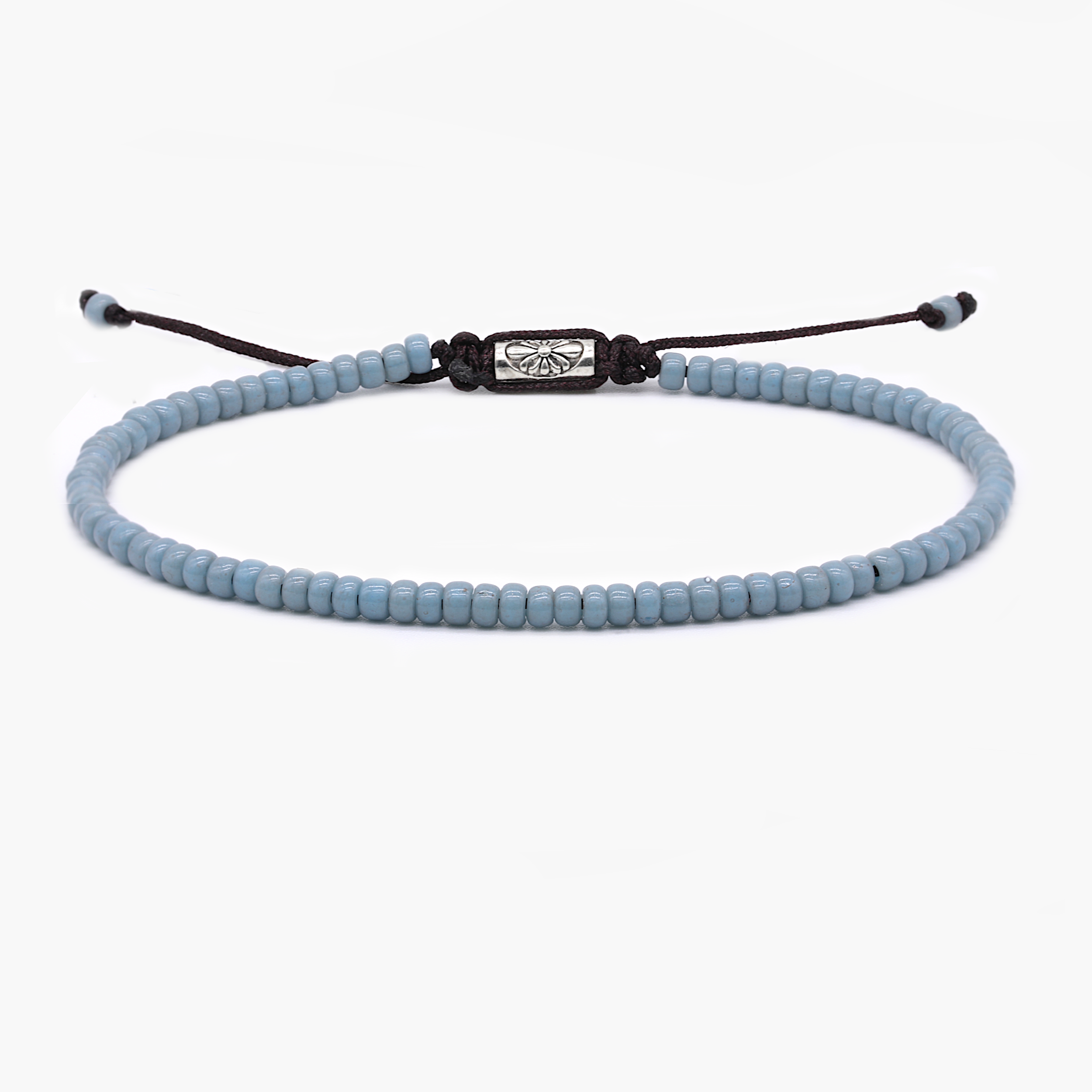 2mm Glass Beads Adjustable Bracelet (Dusty Blue)-Bracelet-Kompsós