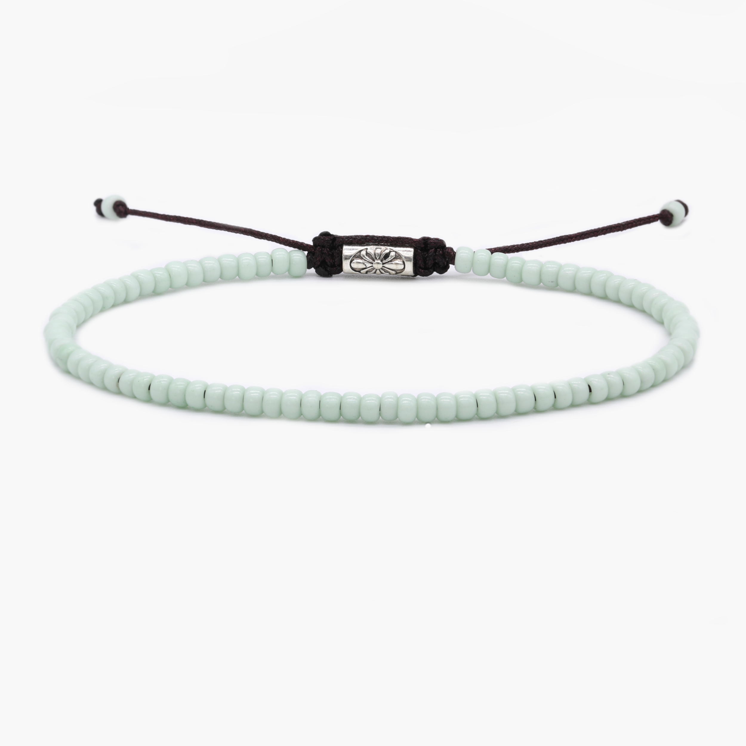 2mm Glass Beads Adjustable Bracelet (Mint Green)-Bracelet-Kompsós