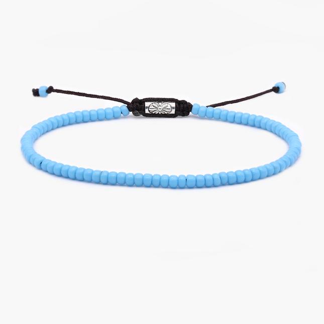 2mm Glass Beads Adjustable Bracelet (Mykonos Blue)-Bracelet-Kompsós