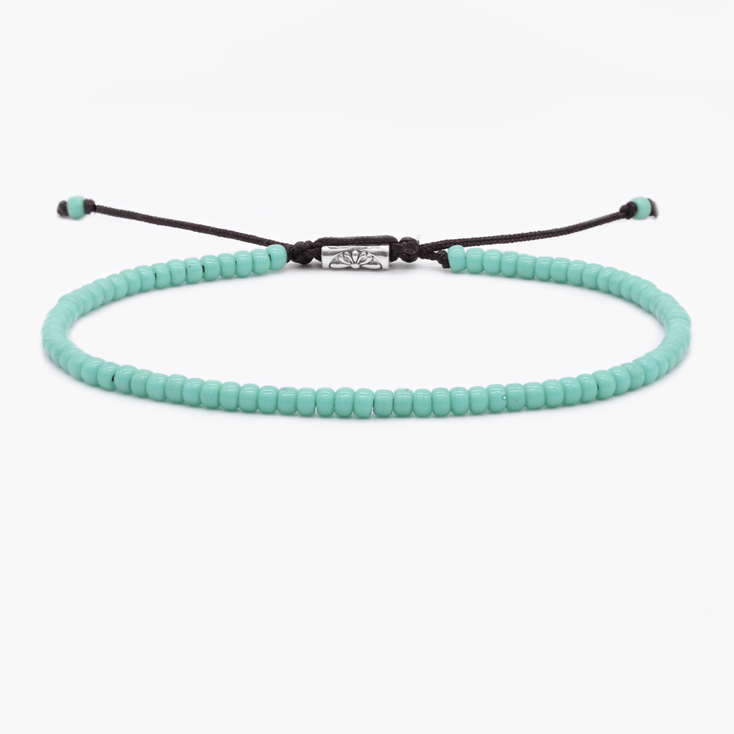 2mm Glass Beads Adjustable Bracelet (Turquoise)-Bracelet-Kompsós
