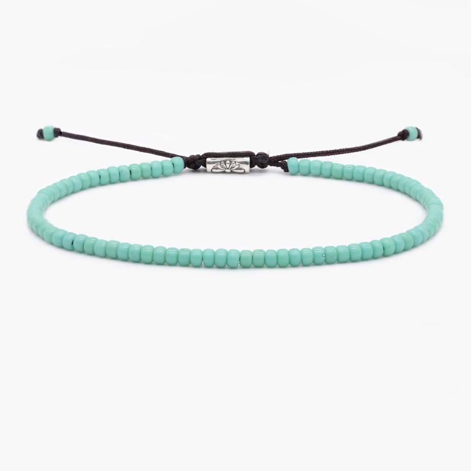 2mm Glass Beads Adjustable Bracelet (Turquoise)-Bracelet-Kompsós
