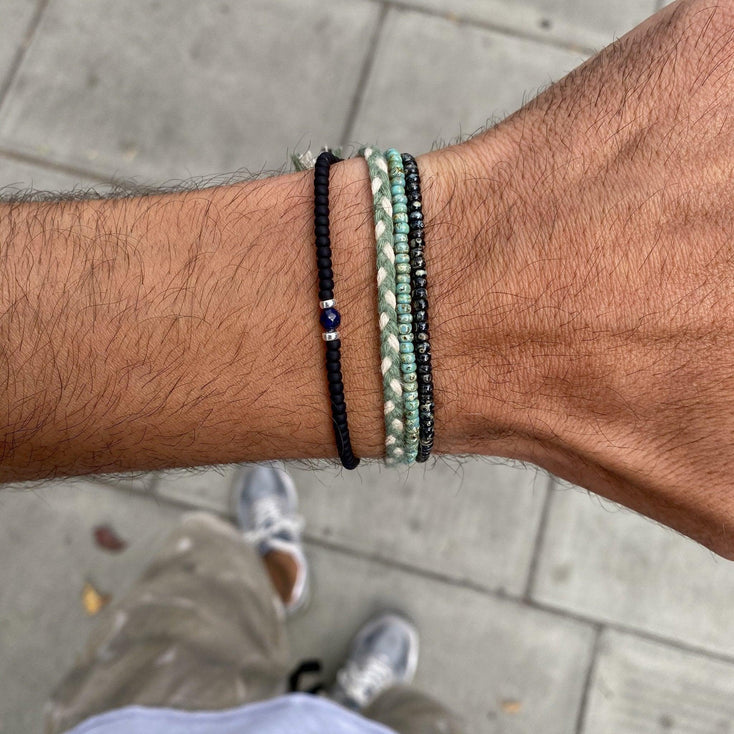 2mm Glass Beads Bracelet (Black Matte)-Bracelet-Kompsós