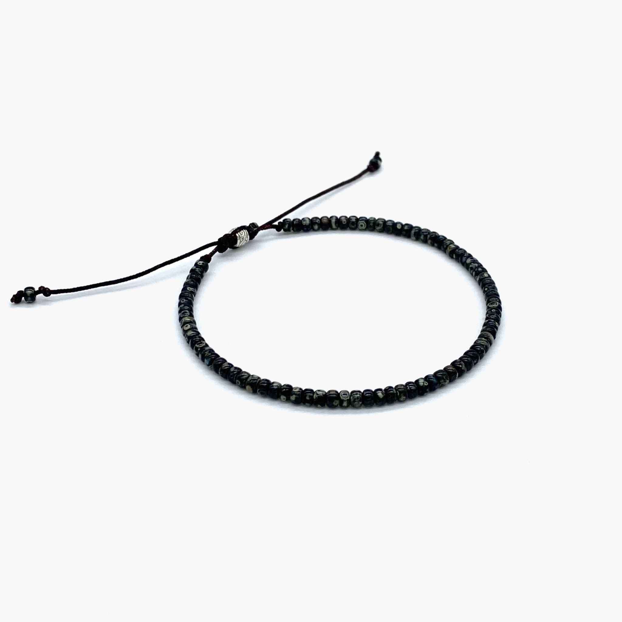 2mm Glass Beads Bracelet (Dyed Black)-Kompsós