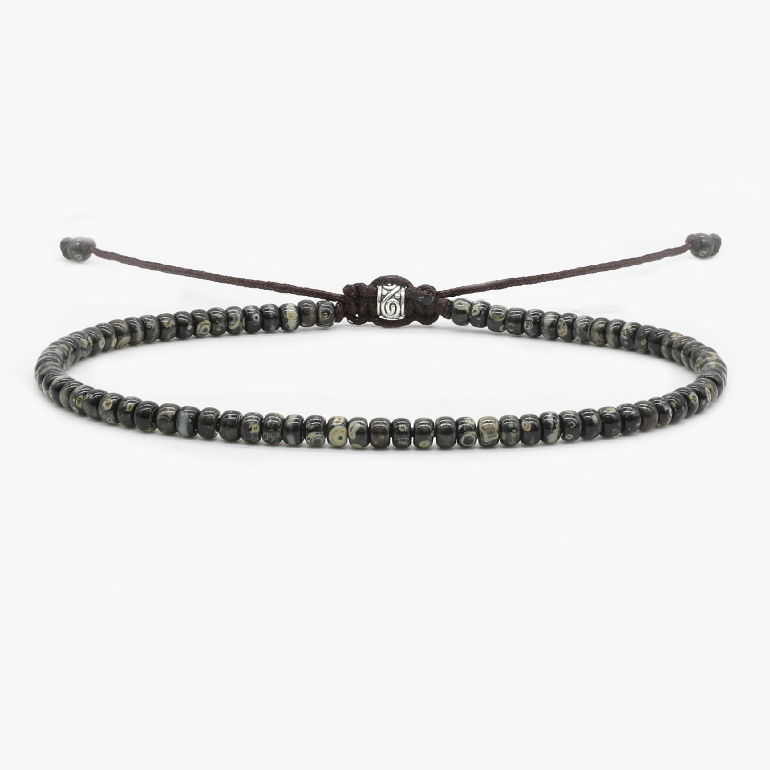 2mm Glass Beads Bracelet (Dyed Black)-Kompsós