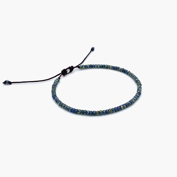2mm Glass Beads Bracelet (Dyed blue)-Bracelet-Kompsós
