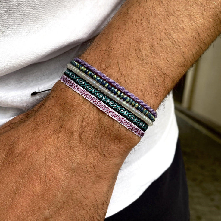 2mm Glass Beads Bracelet (Dyed blue)-Bracelet-Kompsós