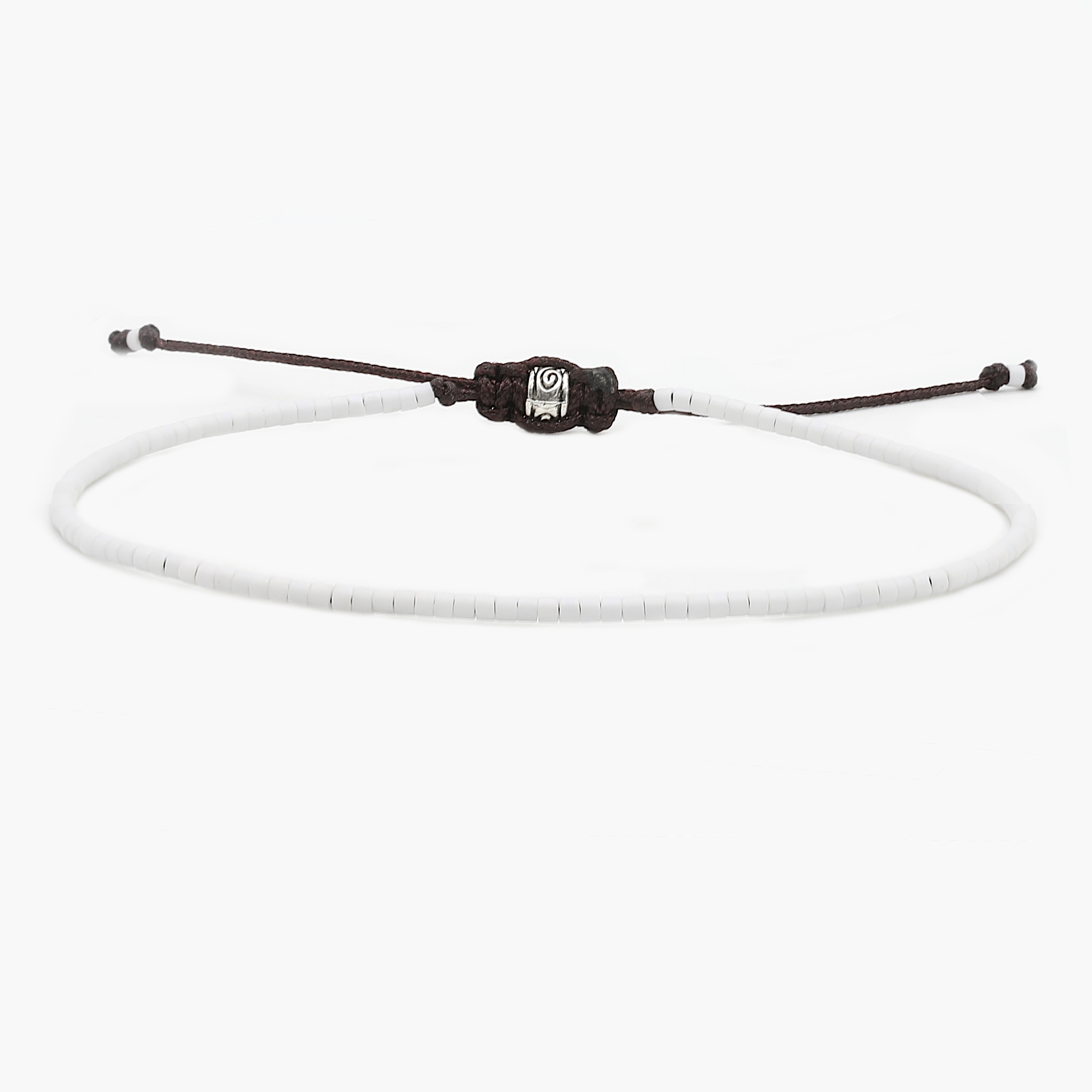 2mm Miyuki Adjustable Bracelet (White)-Kompsós