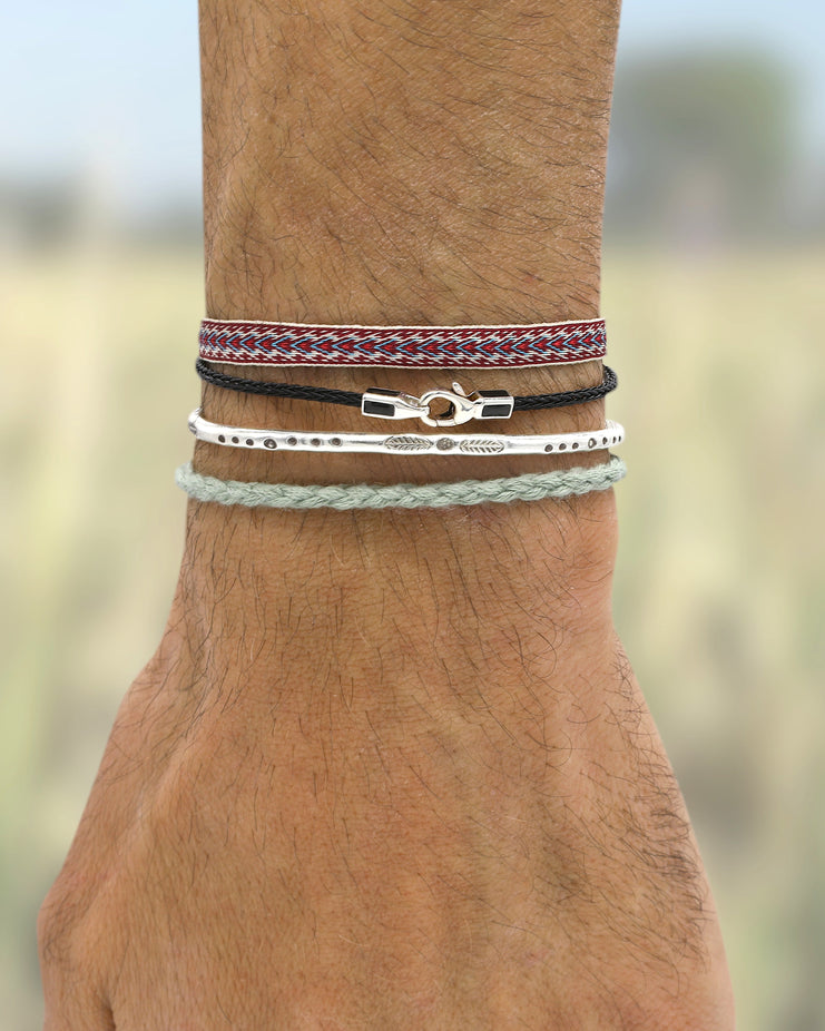 2mm Sailing Cable Bracelet With Sterling Silver Clasp (Black)-Bracelet-Kompsós