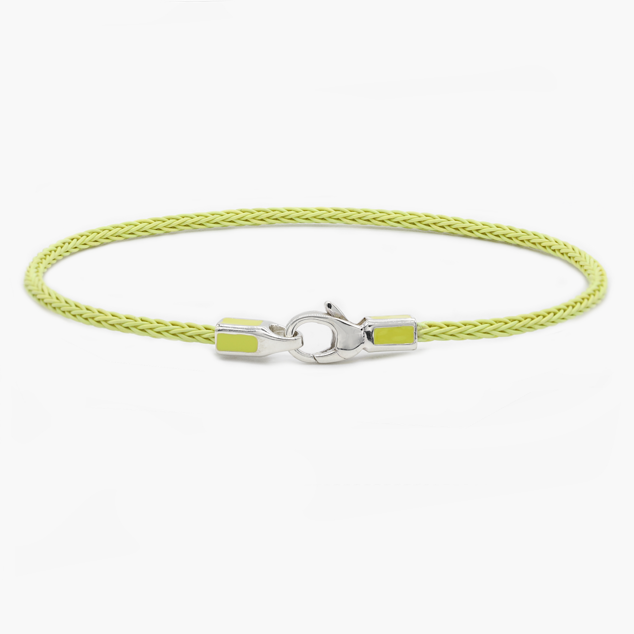 2mm Sailing Cable Bracelet With Sterling Silver Clasp (Canary Yellow)-Bracelet-Kompsós