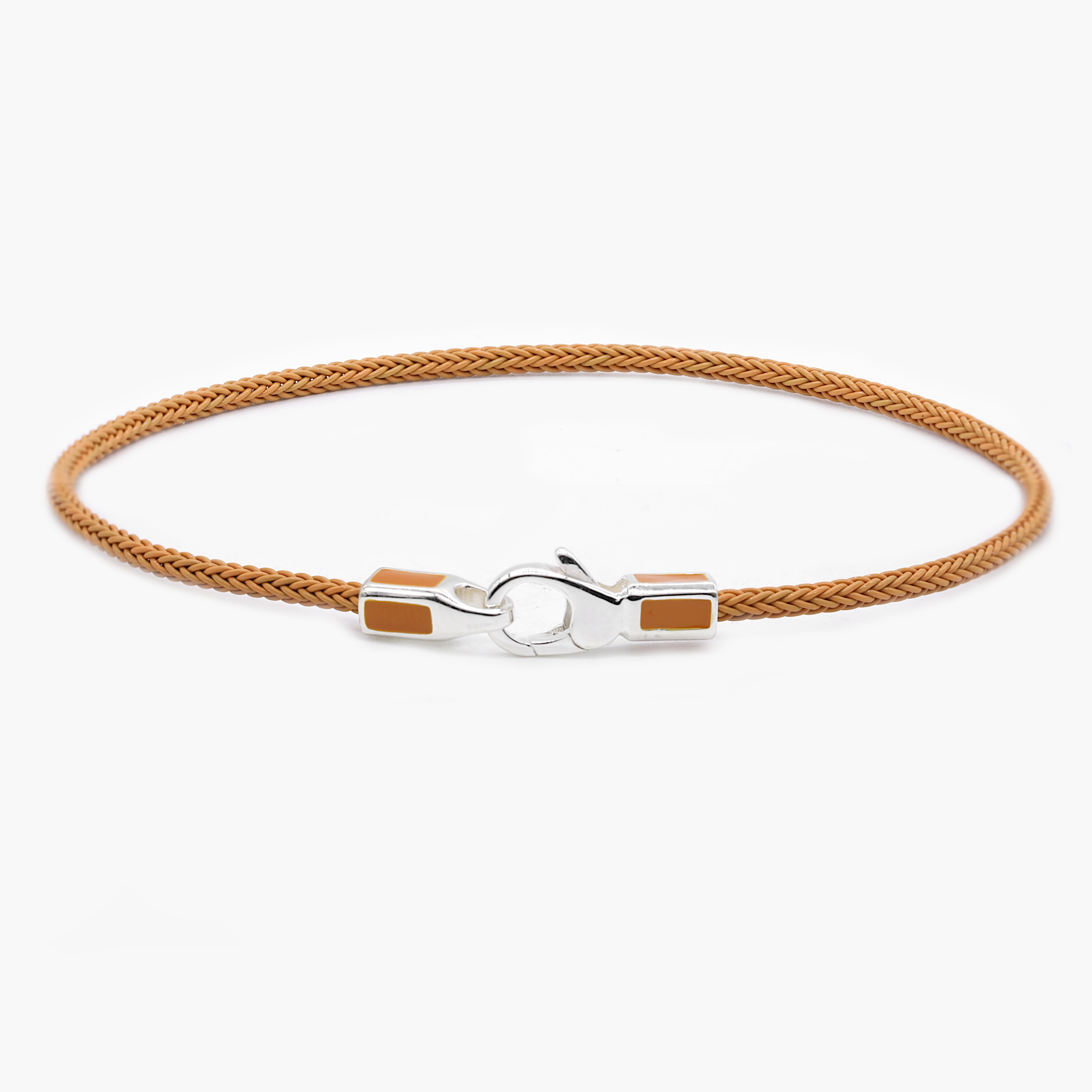 2mm Sailing Cable Bracelet With Sterling Silver Clasp (Caramel)-Bracelet-Kompsós