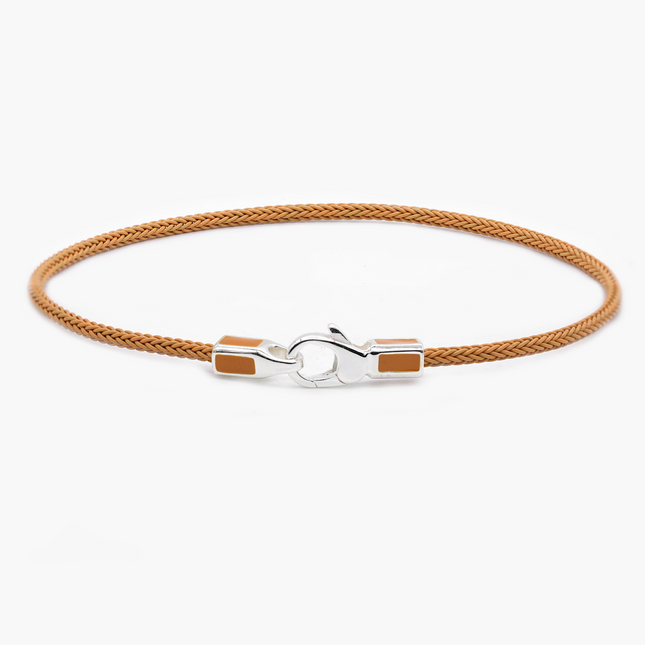 2mm Sailing Cable Bracelet With Sterling Silver Clasp (Caramel)-Bracelet-Kompsós