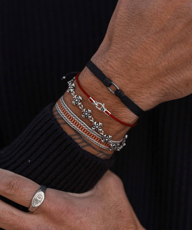 2mm Sailing Cable Bracelet With Sterling Silver Clasp (Red)-Bracelet-Kompsós