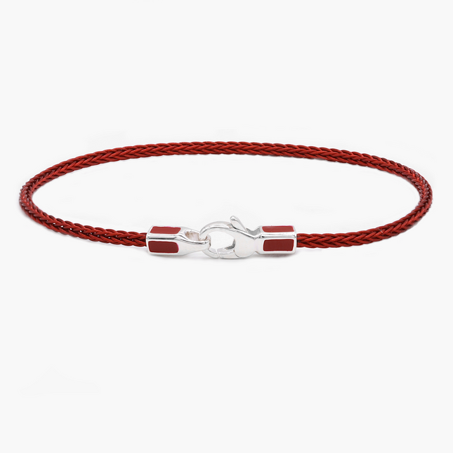 2mm Sailing Cable Bracelet With Sterling Silver Clasp (Red)-Bracelet-Kompsós