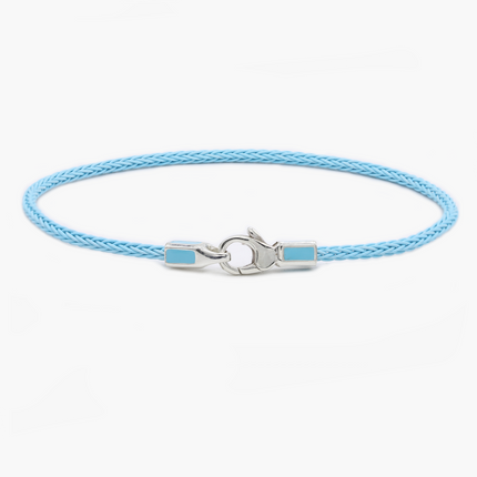2mm Sailing Cable Bracelet With Sterling Silver Clasp (Santorini Blue)-Bracelet-Kompsós