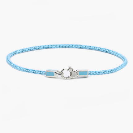 2mm Sailing Cable Bracelet With Sterling Silver Clasp (Santorini Blue)-Bracelet-Kompsós