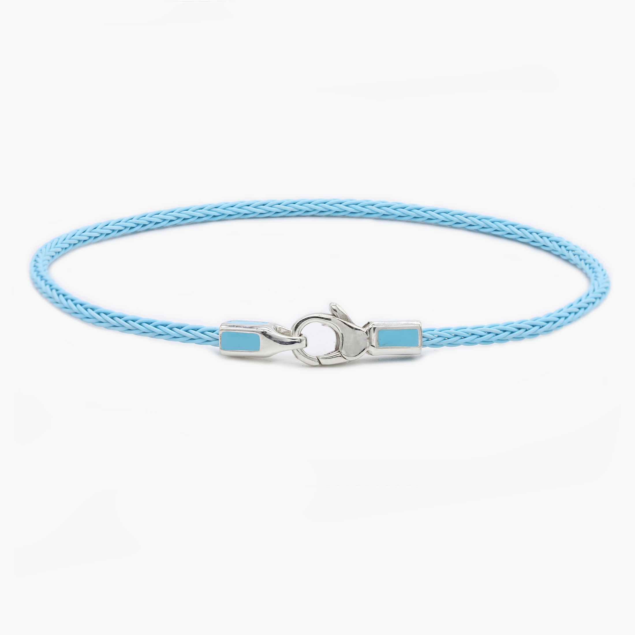 2mm Sailing Cable Bracelet With Sterling Silver Clasp (Santorini Blue)-Bracelet-Kompsós