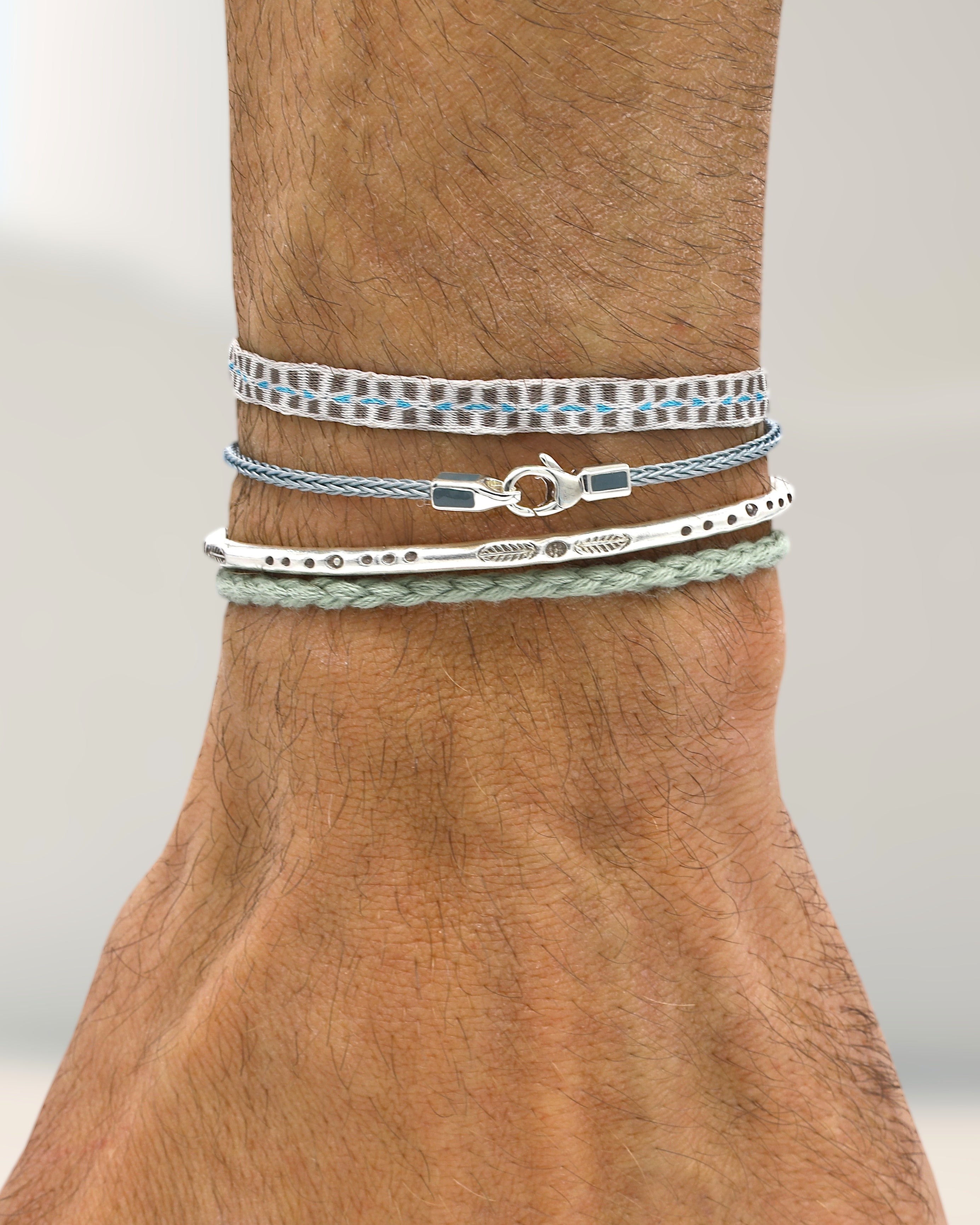 2mm Sailing Cable Bracelet With Sterling Silver Clasp (Slate Blue)-Bracelet-Kompsós