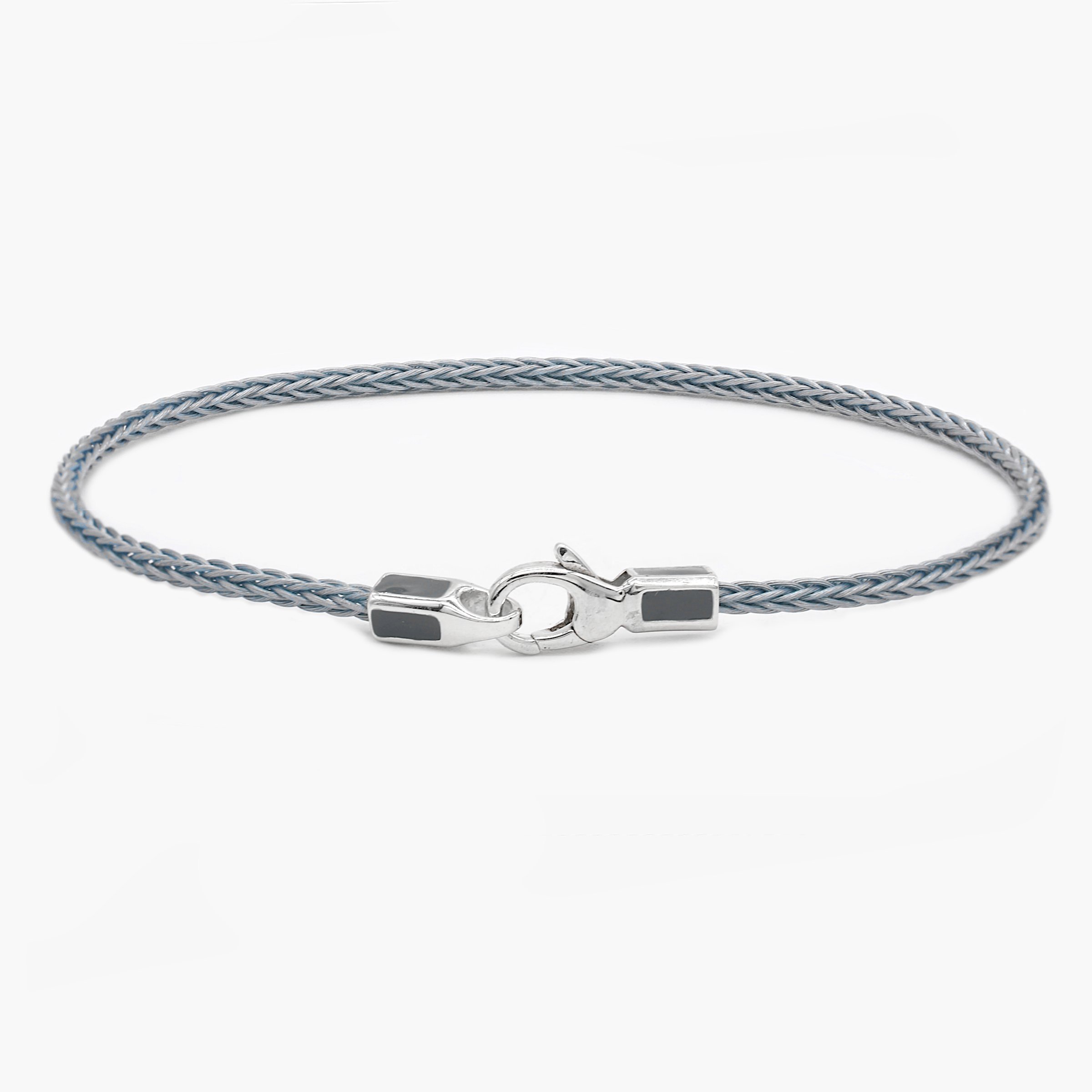 2mm Sailing Cable Bracelet With Sterling Silver Clasp (Slate Blue)-Bracelet-Kompsós