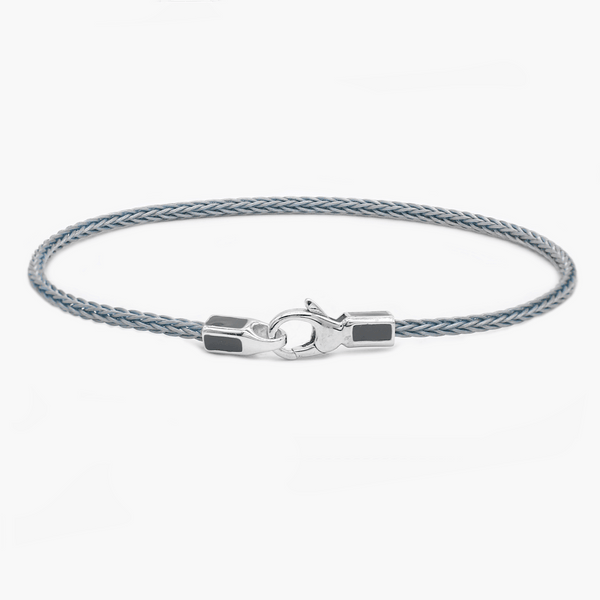 2mm Sailing Cable Bracelet With Sterling Silver Clasp (Slate Blue