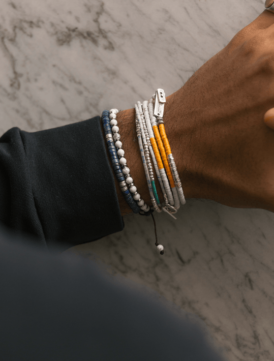 3 Laps Bracelet With Afghani And Sterling Silver Beads-Bracelet-Kompsós