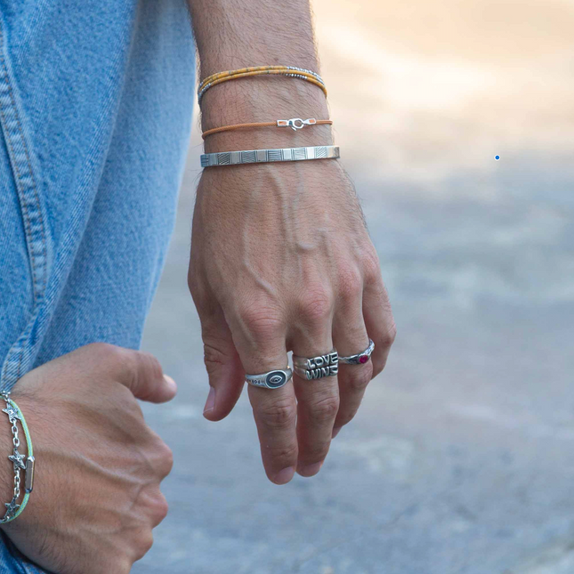 3 Laps Bracelet With Afghani And Sterling Silver Beads-Bracelet-Kompsós
