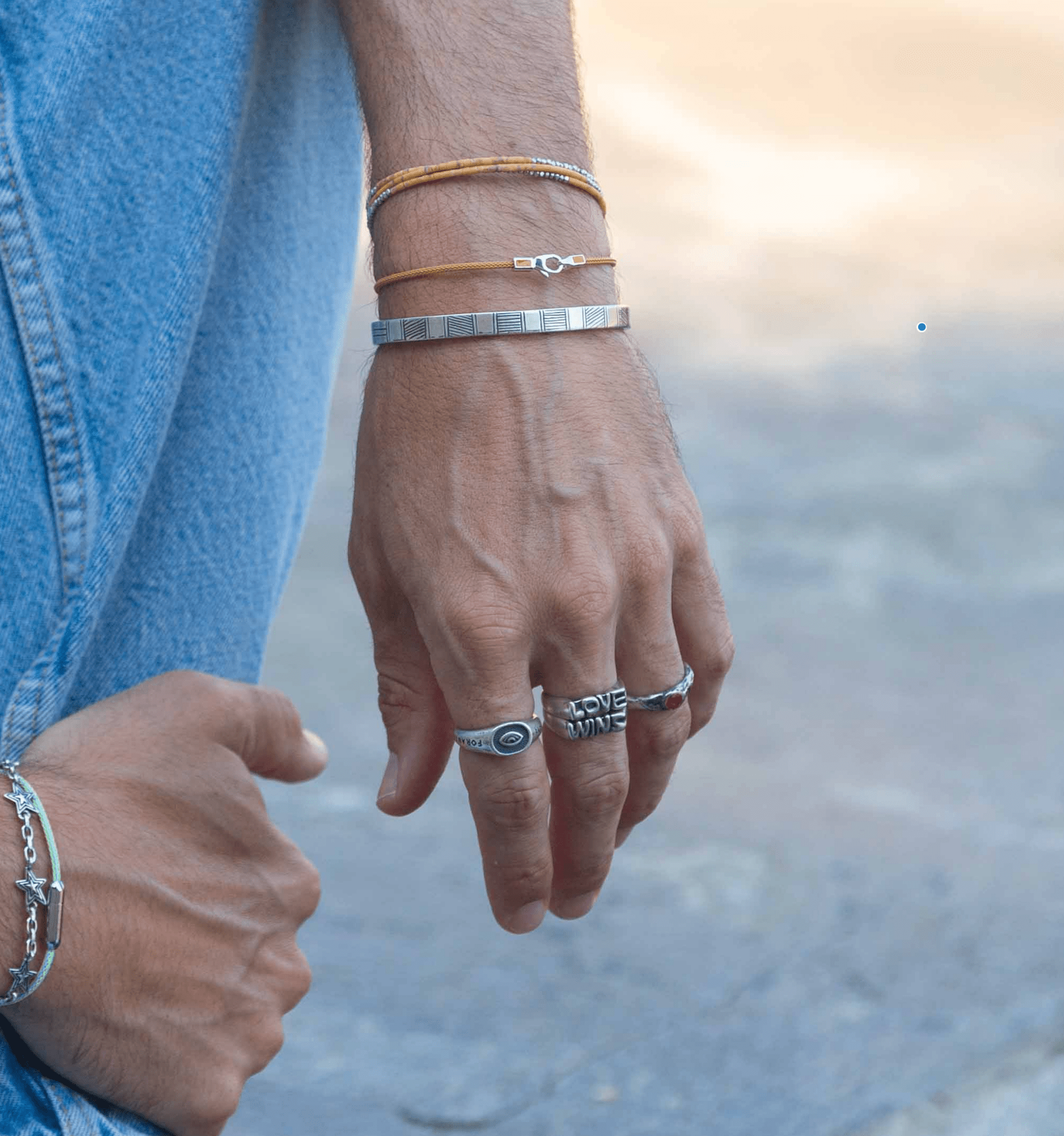 3 Laps Bracelet With Afghani And Sterling Silver Beads-Bracelet-Kompsós
