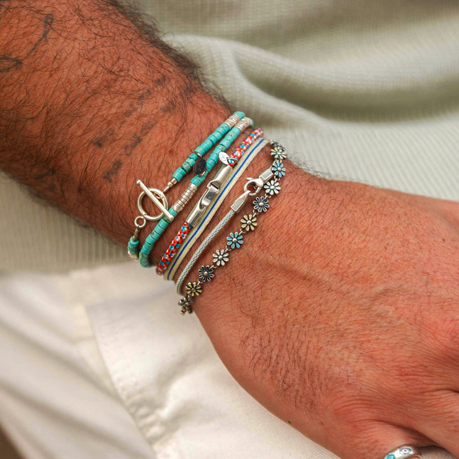 3m Sailing Cord Bracelet With Sterling Silver Clasp (Multicolors)-Bracelet-Kompsós