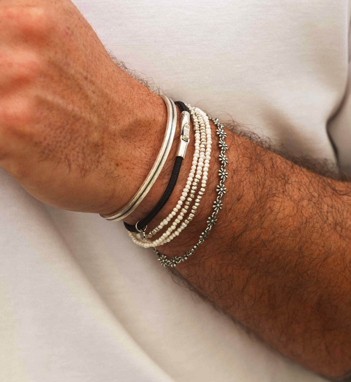 3m Sailing Cord Bracelet With Sterling Silver Clasp (Navy)-Bracelet-Kompsós
