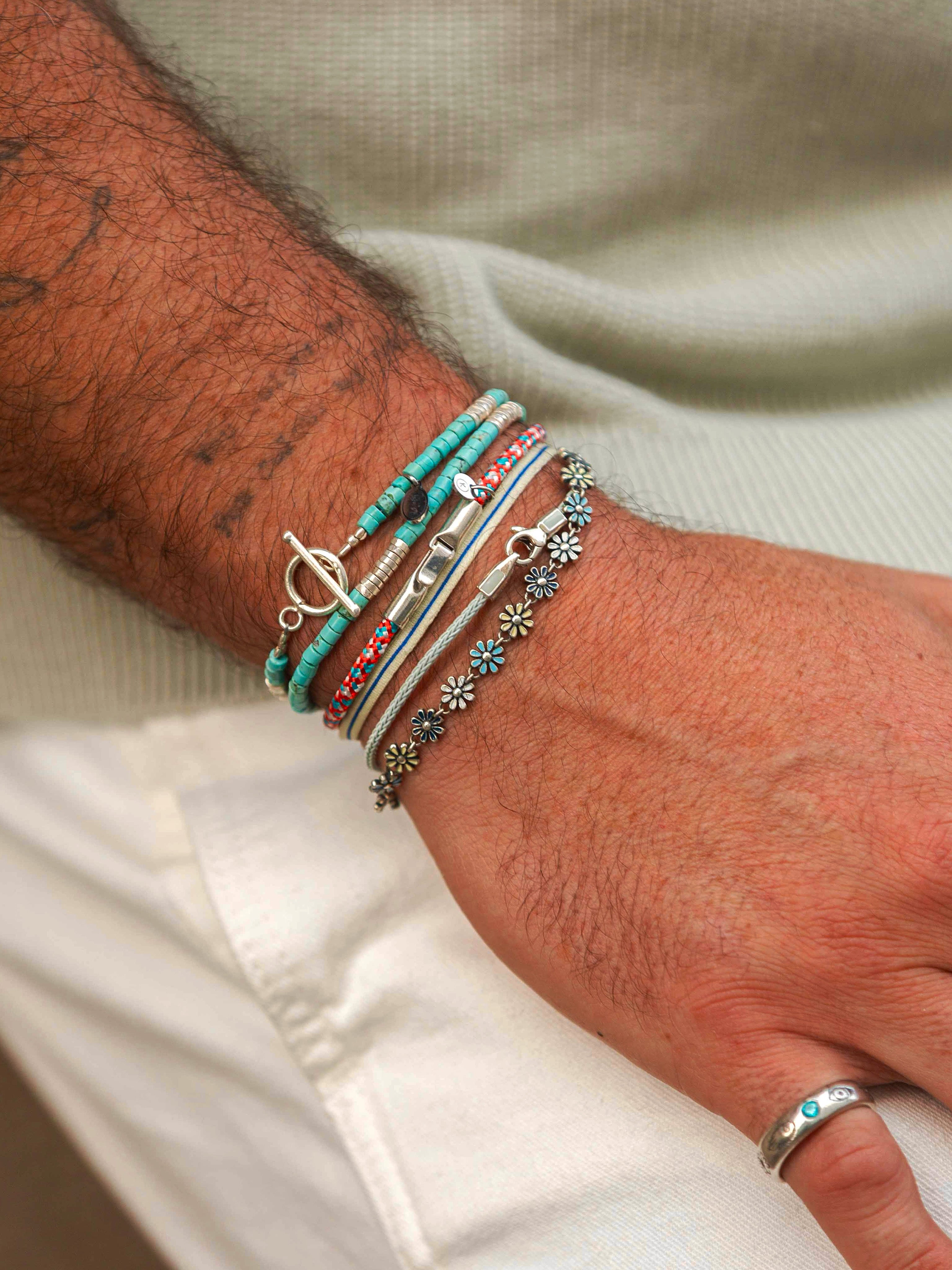3m Sailing Cord Bracelet With Sterling Silver Clasp (Red)-Bracelet-Kompsós