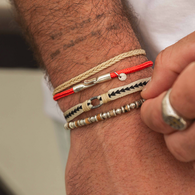3m Sailing Cord Bracelet With Sterling Silver Clasp (Red)-Bracelet-Kompsós