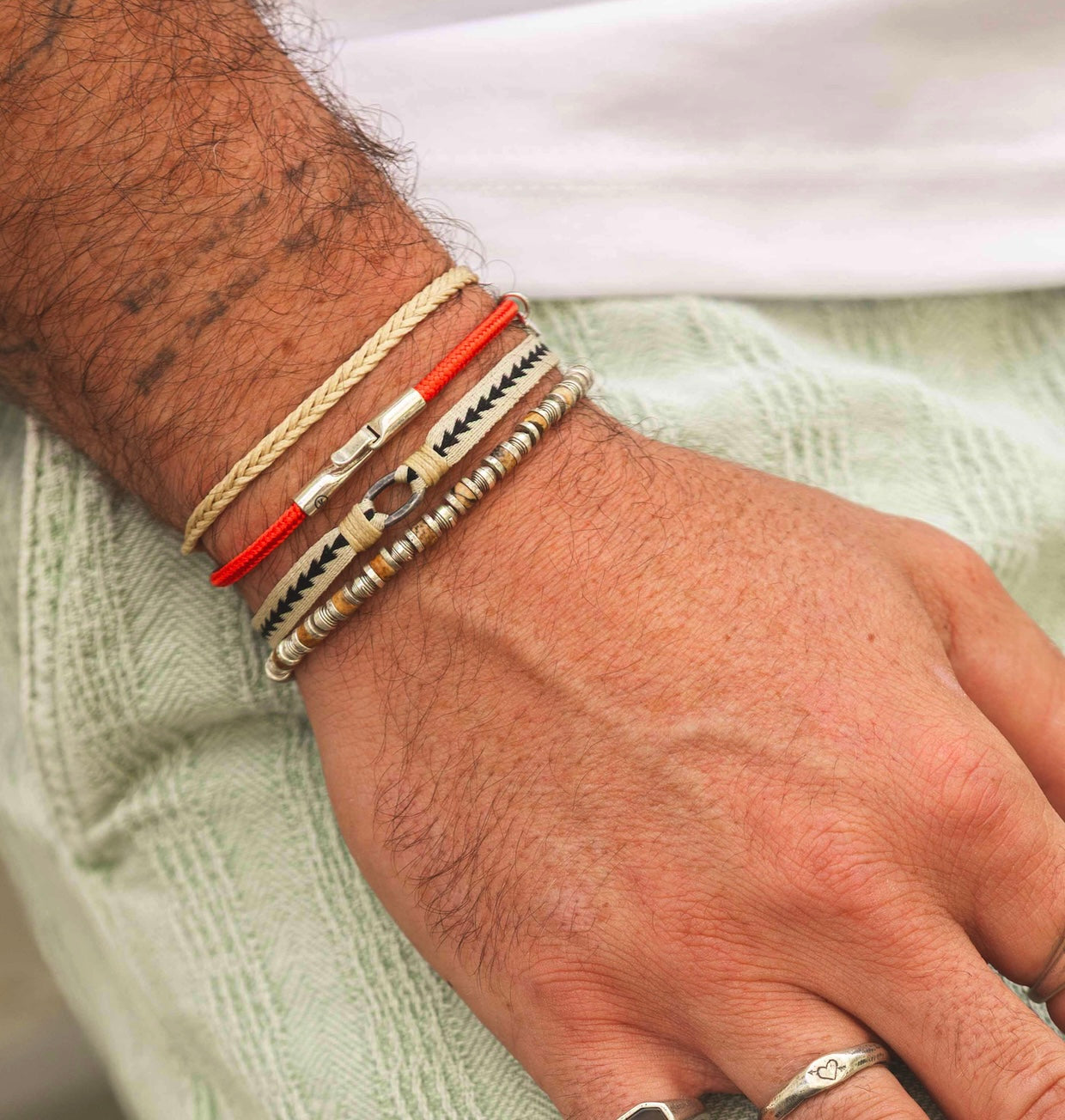 3m Sailing Cord Bracelet With Sterling Silver Clasp (Red)-Bracelet-Kompsós