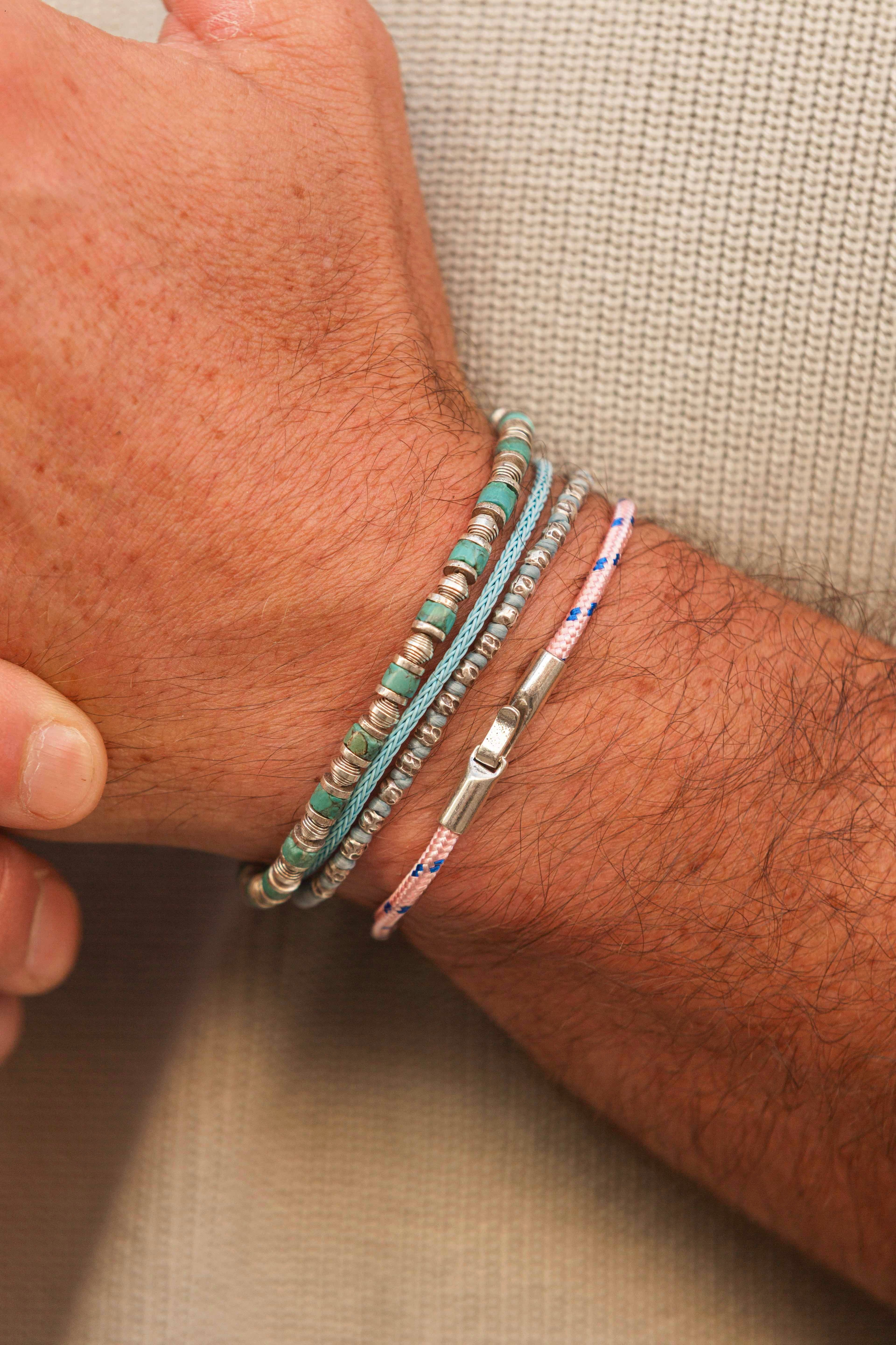 3m Sailing Cord Bracelet With Sterling Silver Clasp (Red)-Bracelet-Kompsós