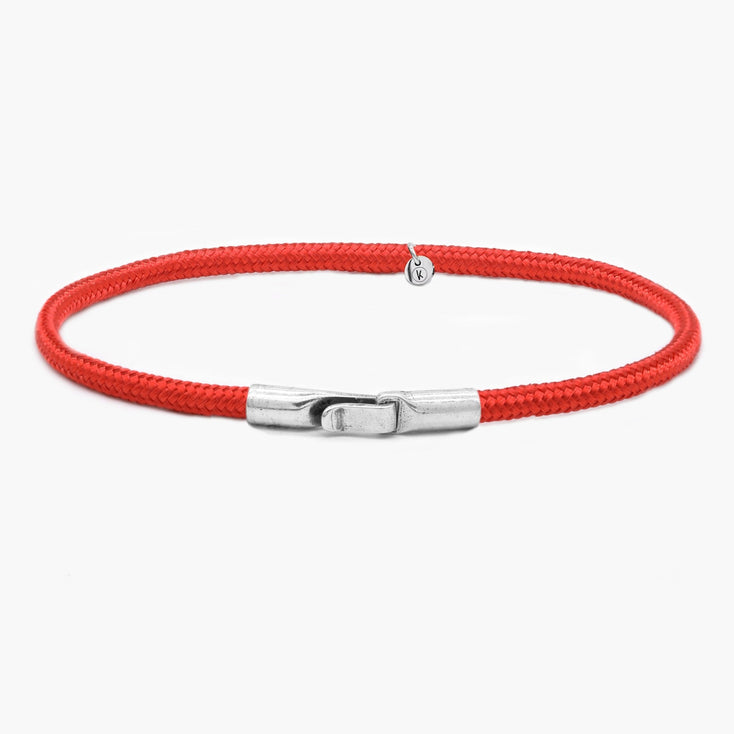 3m Sailing Cord Bracelet With Sterling Silver Clasp (Red)-Bracelet-Kompsós