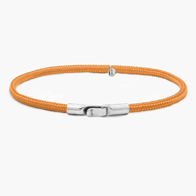 3m Sailing Cord Bracelet With Sterling Silver Clasp (Tangerine)-Bracelet-Kompsós